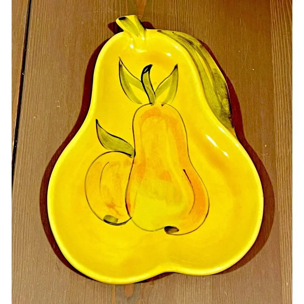 Los Angeles Pottery Pear Trinket Dish Serving Plate Vintage 70's MCM 8.5